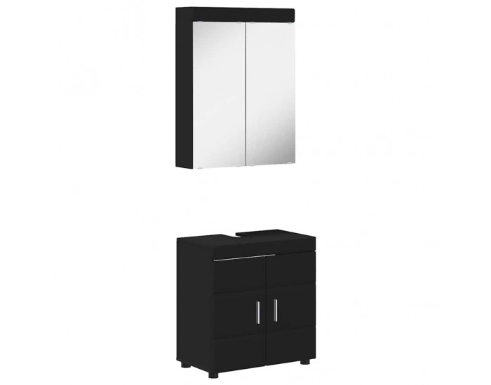 Sonata H Комплект мебели за баня с рафт TULUM Черно Инженерно дърво