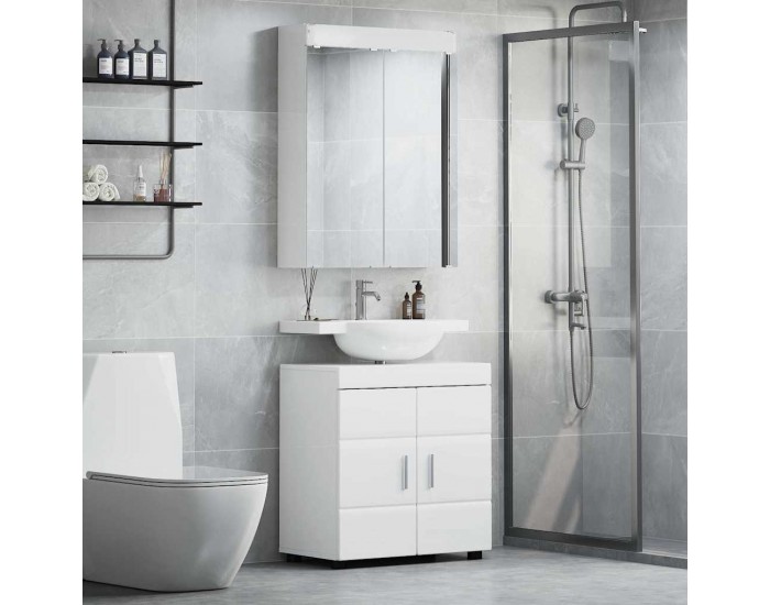 Sonata H Комплект мебели за баня TULUM Лъскаво бяло Инженерно дърво