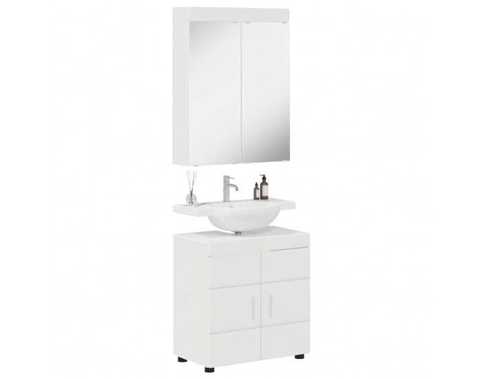 Sonata H Комплект мебели за баня TULUM Лъскаво бяло Инженерно дърво