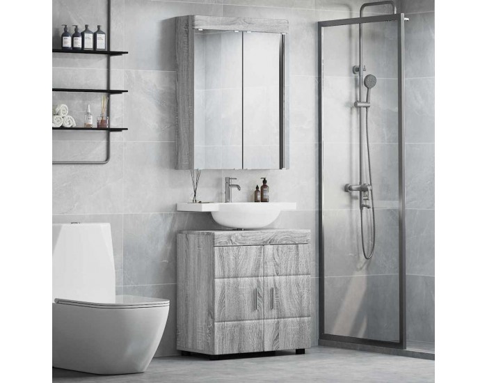 Sonata H Комплект мебели за баня с рафт TULUM Сив Сонома Инженерно дърво