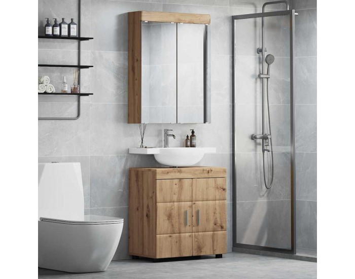 Sonata H Комплект мебели за баня с рафт TULUM Дъб Инженерно дърво
