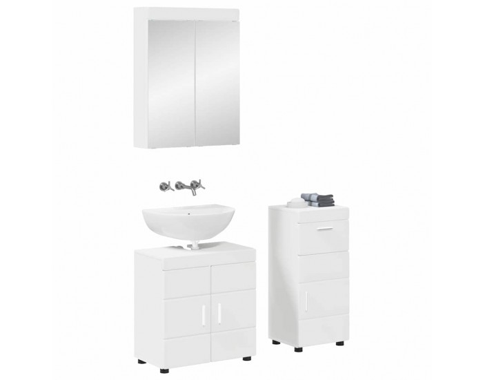 Sonata H Комплект мебели за баня с чекмедже TULUM Бяло Инженерно дърво