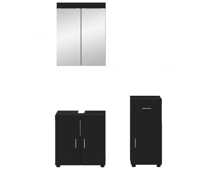 Sonata H Комплект мебели за баня с чекмедже TULUM Черно Инженерно дърво