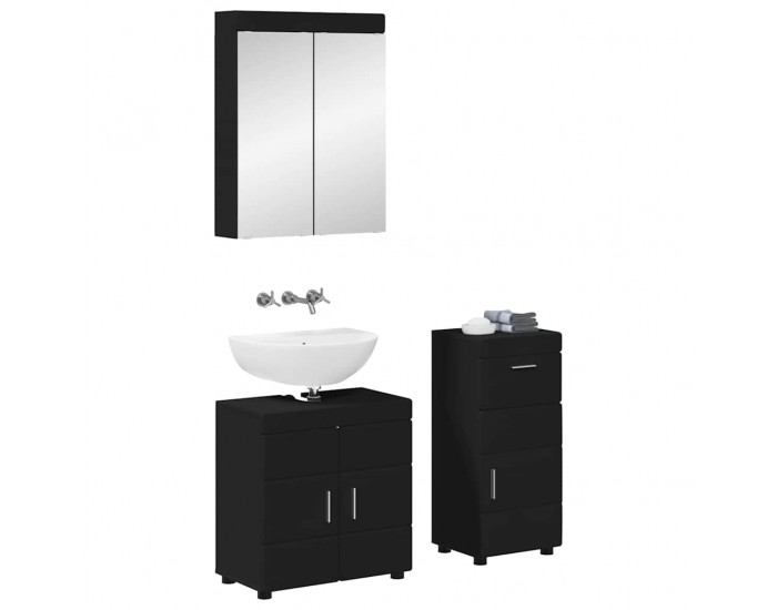 Sonata H Комплект мебели за баня с чекмедже TULUM Черно Инженерно дърво