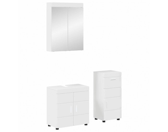 Sonata H Комплект мебели за баня TULUM Лъскаво бяло Инженерно дърво