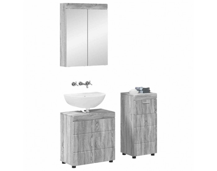Sonata H Комплект мебели за баня с рафт TULUM Сив Сонома Инженерно дърво
