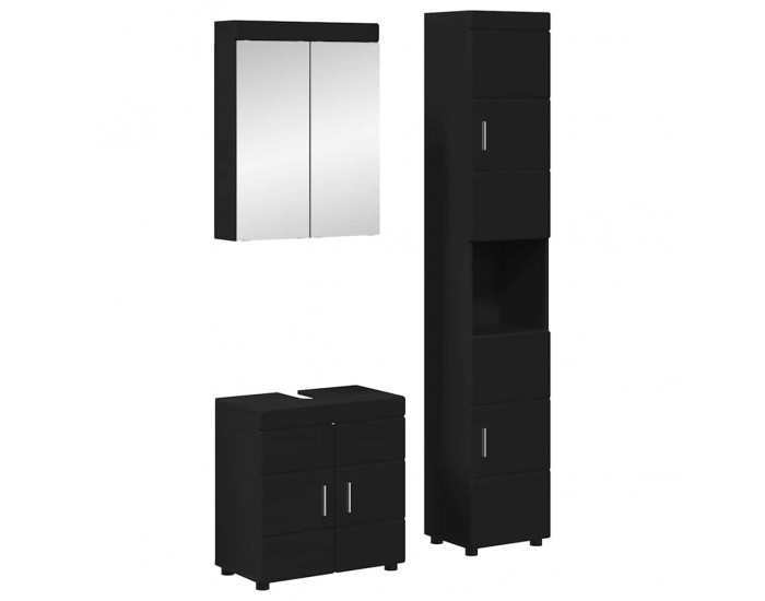 Sonata H Комплект мебели за баня с рафт TULUM Черно Инженерно дърво