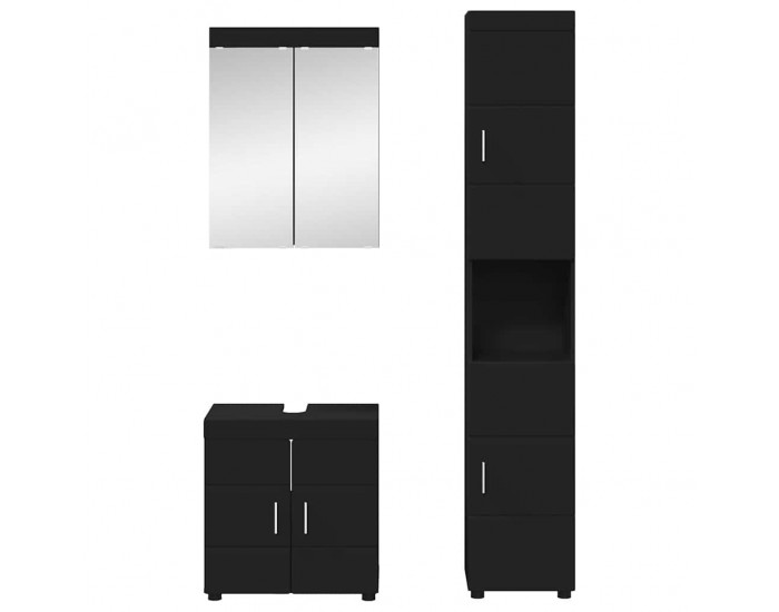 Sonata H Комплект мебели за баня с рафт TULUM Черно Инженерно дърво