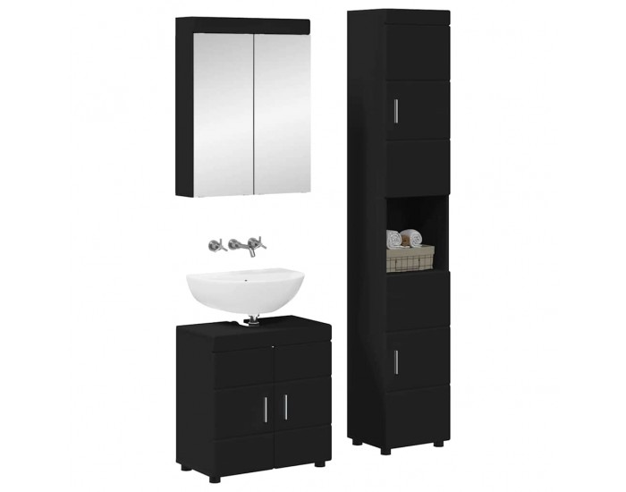 Sonata H Комплект мебели за баня с рафт TULUM Черно Инженерно дърво