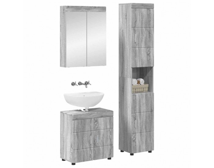 Sonata H Комплект мебели за баня с рафт TULUM Сив Сонома Инженерно дърво