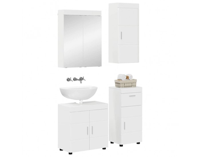 Sonata H Комплект мебели за баня TULUM Лъскаво бяло Инженерно дърво