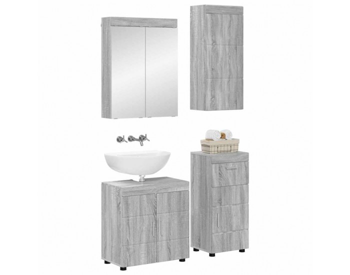 Sonata H Комплект мебели за баня с рафт TULUM Сив Сонома Инженерно дърво