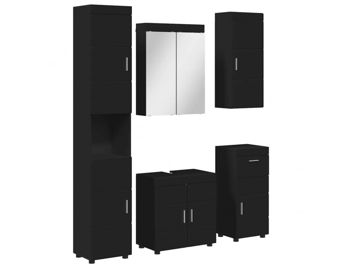 Sonata H Комплект мебели за баня с чекмедже TULUM Черно Инженерно дърво