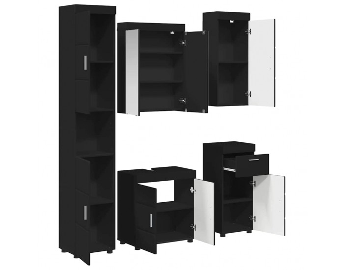 Sonata H Комплект мебели за баня с чекмедже TULUM Черно Инженерно дърво