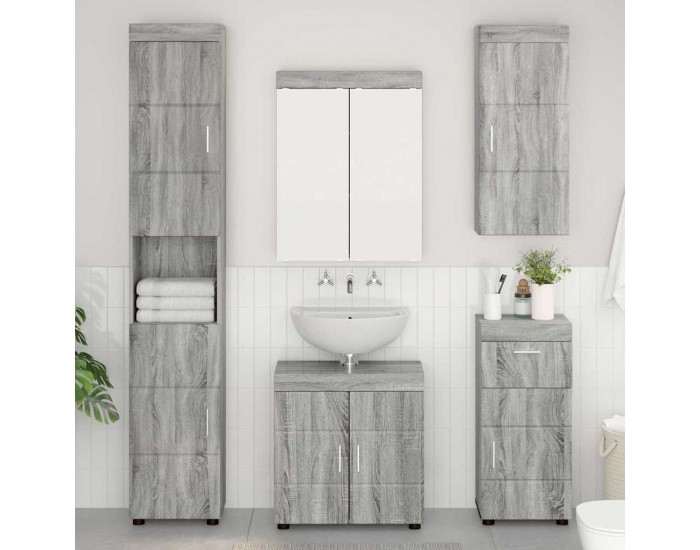 Sonata H Комплект мебели за баня с рафт TULUM Сив Сонома Инженерно дърво