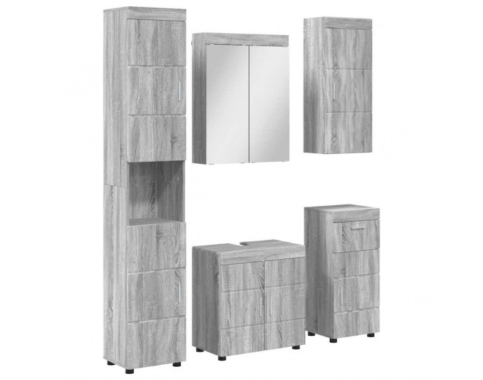 Sonata H Комплект мебели за баня с рафт TULUM Сив Сонома Инженерно дърво