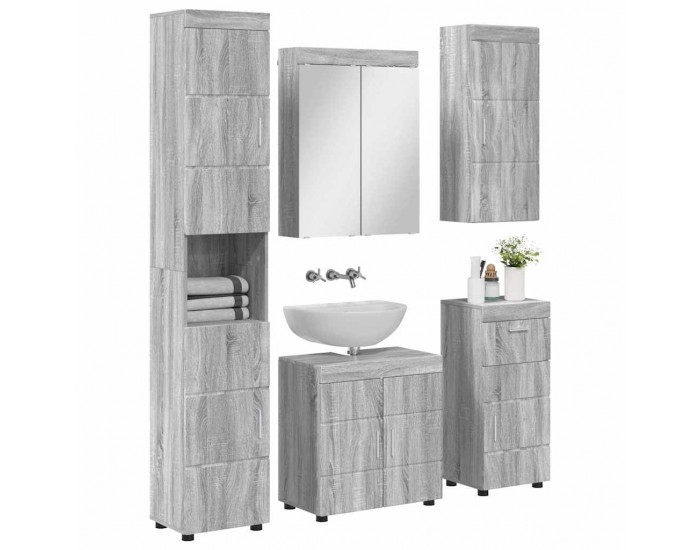 Sonata H Комплект мебели за баня с рафт TULUM Сив Сонома Инженерно дърво