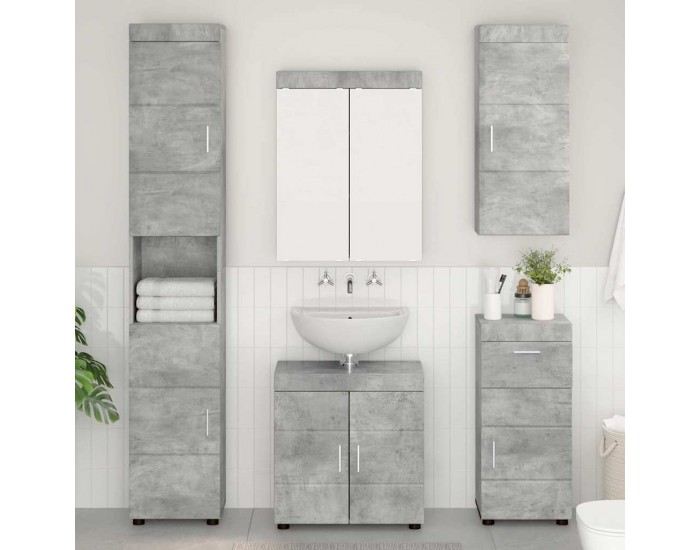 Sonata H Банен стенен шкаф с рафт TULUM Циментено сиво 37 x 24,5 x 86 см