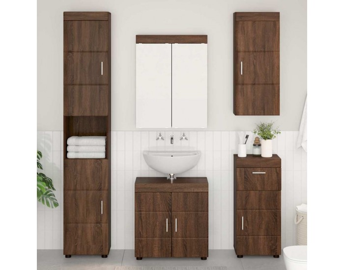 Sonata H Банен стенен шкаф с рафт TULUM Кафяв дъб 37 x 24,5 x 86 см