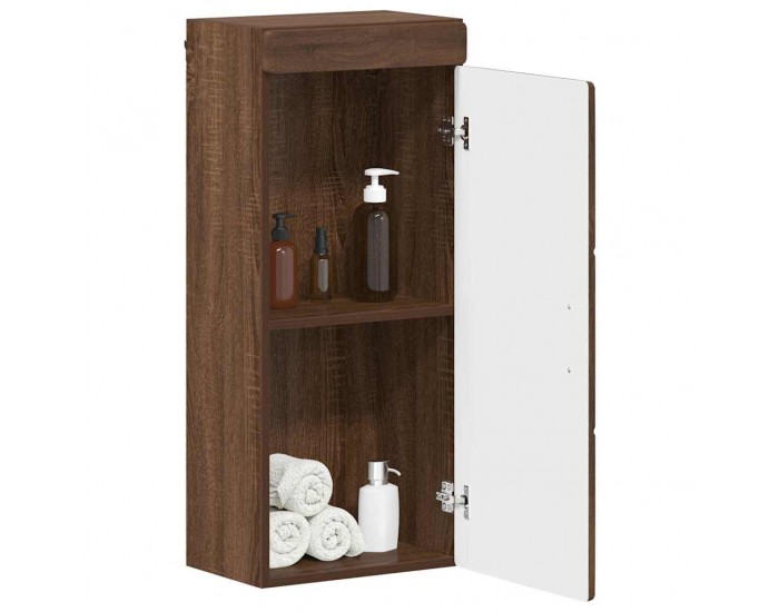 Sonata H Банен стенен шкаф с рафт TULUM Кафяв дъб 37 x 24,5 x 86 см