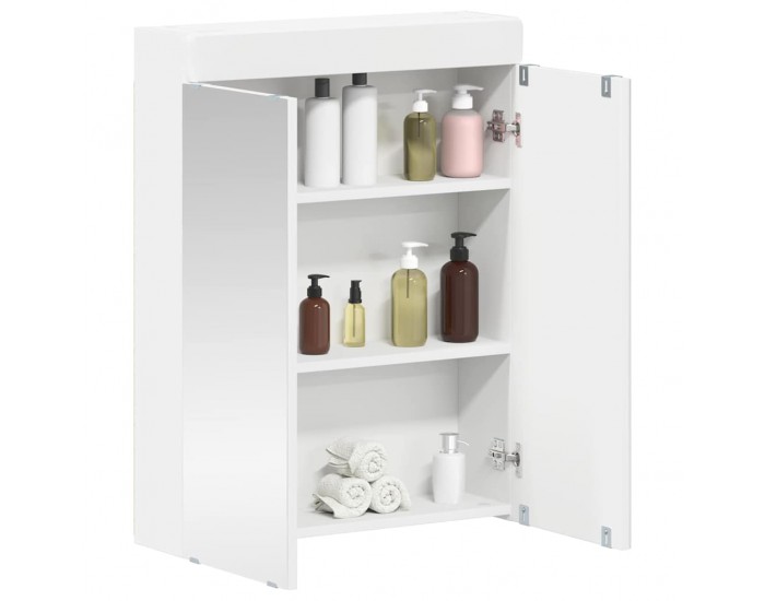 Sonata H Шкаф с огледало за баня с рафт TULUM Бяло 60 x 16,5 x 78 см