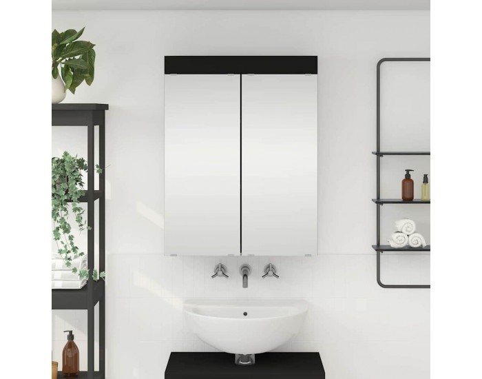 Sonata H Шкаф с огледало за баня с рафт TULUM Черно 60 x 16,5 x 78 см