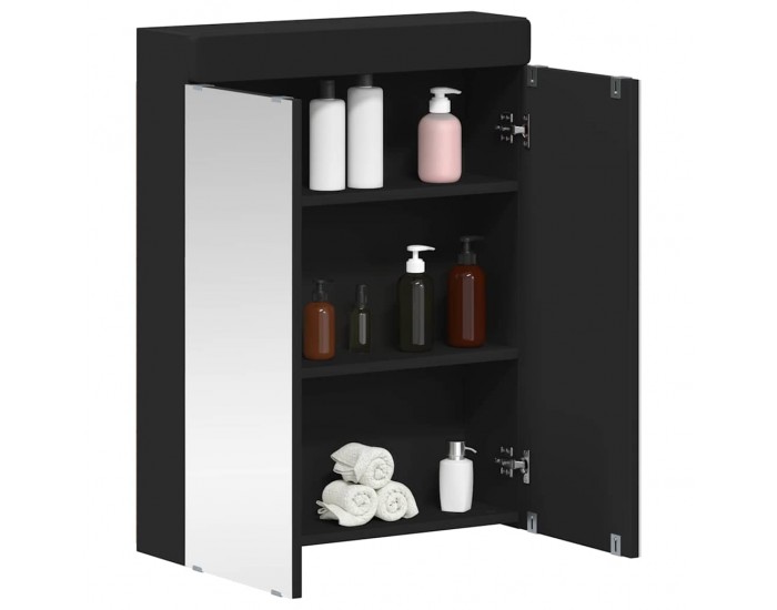 Sonata H Шкаф с огледало за баня с рафт TULUM Черно 60 x 16,5 x 78 см