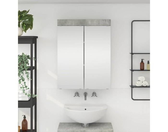 Sonata H Шкаф с огледало за баня TULUM Циментено сиво 60 x 16,5 x 78 см