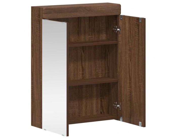 Sonata H Шкаф с огледало за баня TULUM Кафяв дъб 60 x 16,5 x 78 см