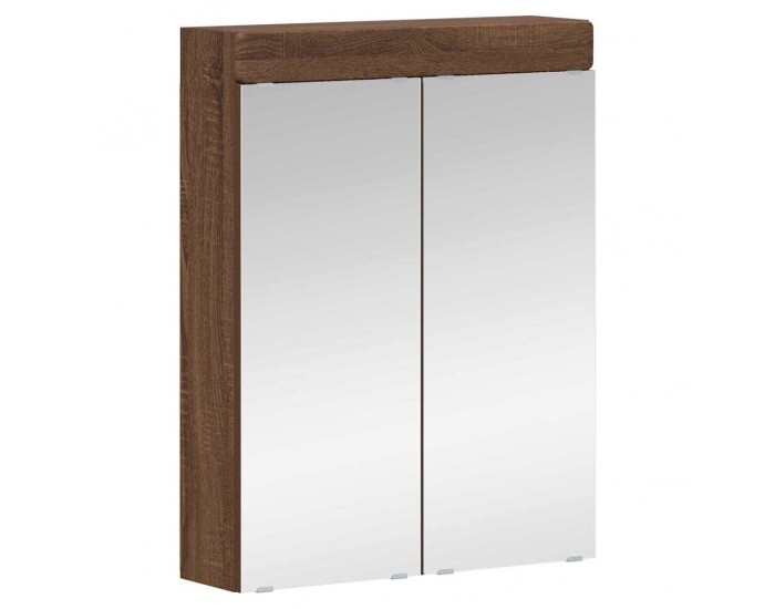 Sonata H Шкаф с огледало за баня TULUM Кафяв дъб 60 x 16,5 x 78 см