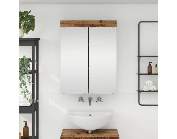 Sonata H Шкаф с огледало за баня TULUM Старо дърво 60 x 16,5 x 78 см