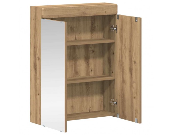 Sonata H Шкаф с огледало за баня с рафт TULUM Дъб 60 x 16,5 x 78 см