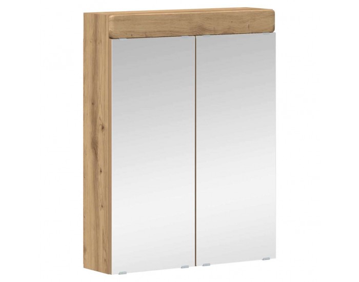 Sonata H Шкаф с огледало за баня с рафт TULUM Дъб 60 x 16,5 x 78 см