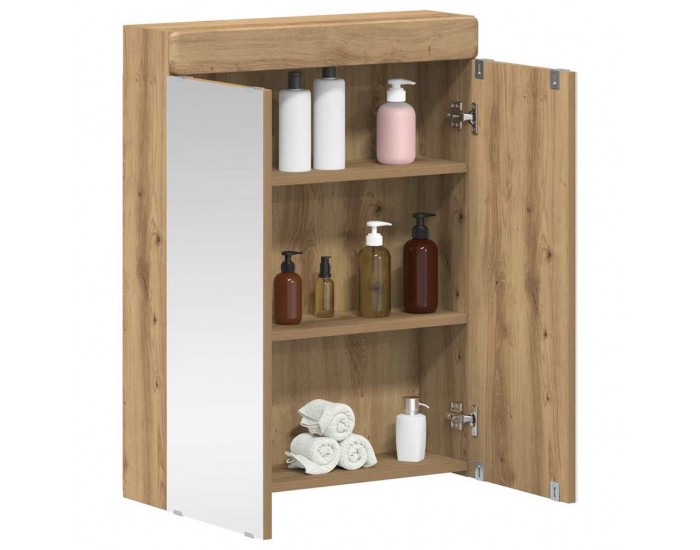 Sonata H Шкаф с огледало за баня с рафт TULUM Дъб 60 x 16,5 x 78 см