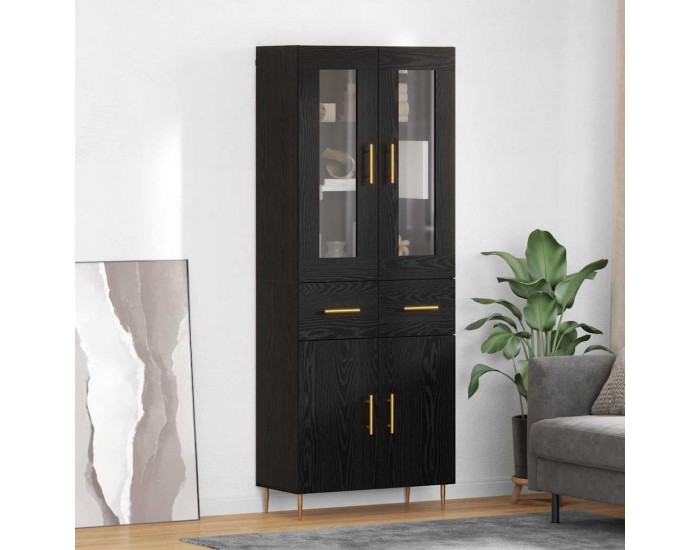 Sonata H Висок шкаф с чекмедже 2 pcs Черния дъб Инженерно дърво