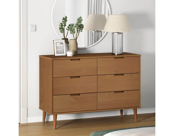 Sonata H Шкаф с чекмеджета MOLDE, кафяв, 113x40x80 см, бор масив