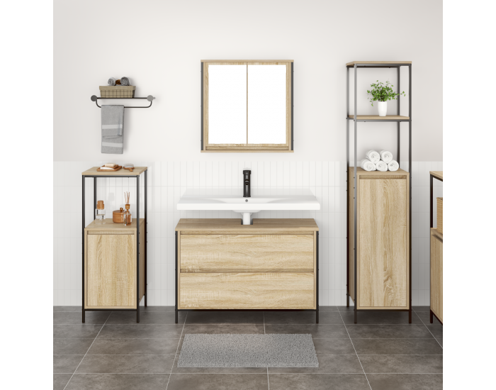 Sonata H 3 частен комплект мебели за баня от инженерна дървесина Сонома