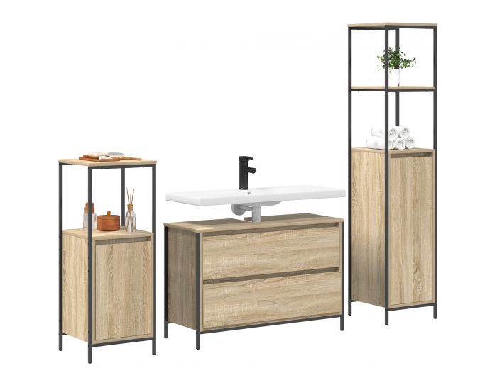 Sonata H 3 частен комплект мебели за баня от инженерна дървесина Сонома