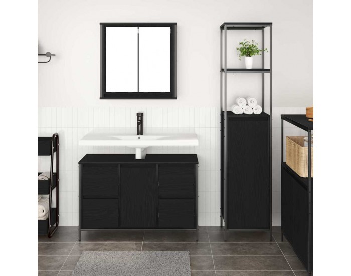 Sonata H Комплект мебели за баня с рафт 2 pcs Черен дъб 36 x 35 x 165 см