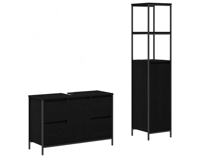 Sonata H Комплект мебели за баня с рафт 2 pcs Черен дъб 36 x 35 x 165 см