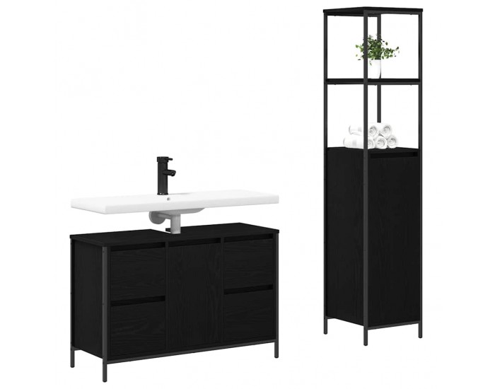 Sonata H Комплект мебели за баня с рафт 2 pcs Черен дъб 36 x 35 x 165 см