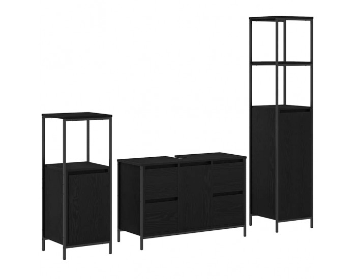 Sonata H Комплект мебели за баня с рафт 3 pcs Черен дъб 36 x 35 x 165 см