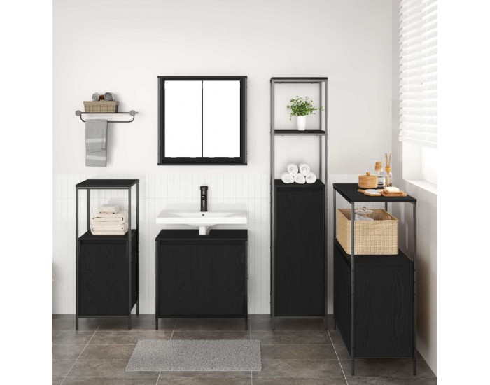 Sonata H Комплект мебели за баня с 5 части Черен дъб от инженерна дървесина