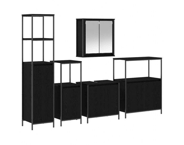 Sonata H Комплект мебели за баня с 5 части Черен дъб от инженерна дървесина