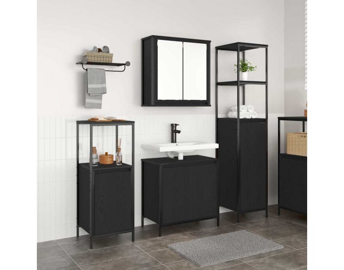 Sonata H Комплект мебели за баня от 3 части Черен дъб Инженерна дървесина