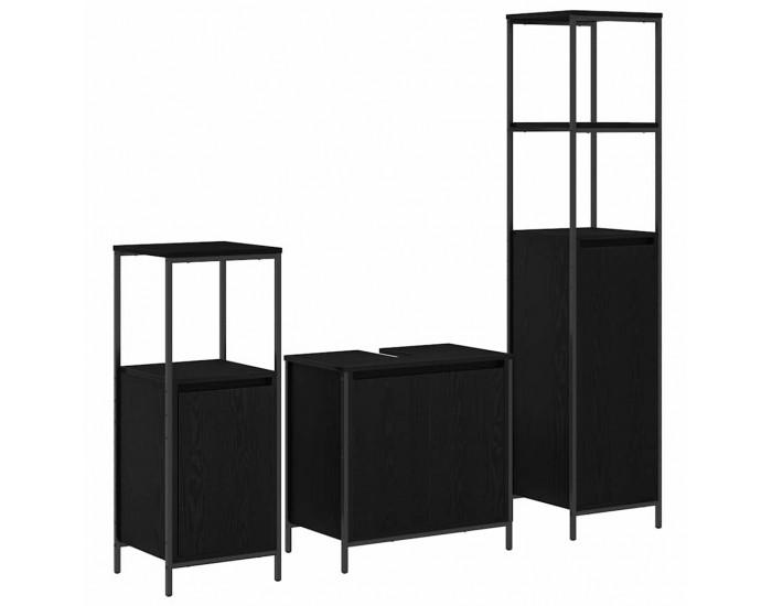 Sonata H Комплект мебели за баня от 3 части Черен дъб Инженерна дървесина