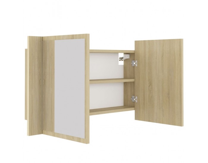 Sonata H Шкаф с LED огледало за баня, дъб сонома, 80x12x45 см, акрил