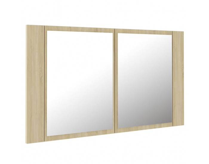 Sonata H Шкаф с LED огледало за баня, дъб сонома, 80x12x45 см, акрил
