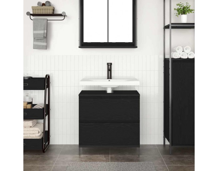 Sonata H Шкаф за баня с чекмеджета Черен дъб 60x34,5x60 cm