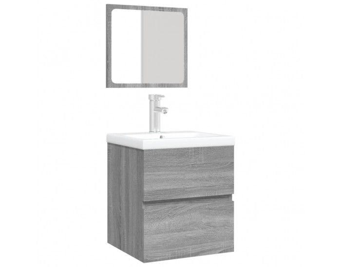 Sonata H Шкаф за баня с мивка и огледало, сив сонома